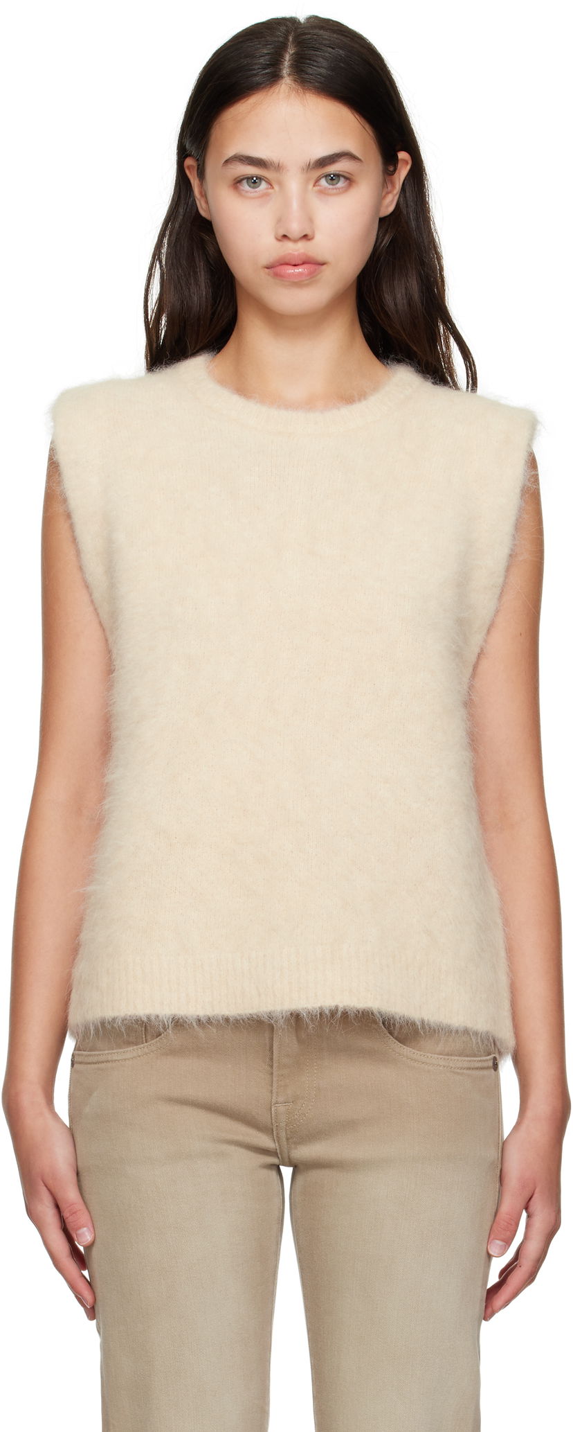 Prsluk R13 R13 Deep Armhole Knit Vest Bež | R13WY294-Y197A