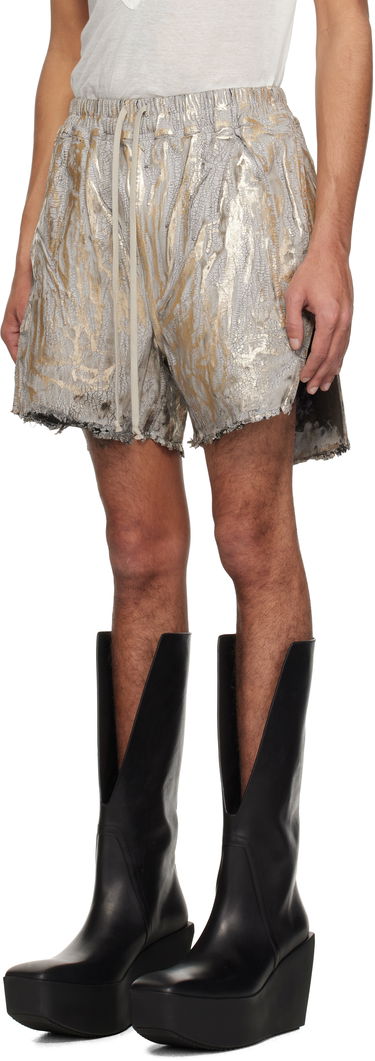 Kratke hlače Rick Owens Rick Owens Hollywood Boxers Cracked Metallic Drawstring Shorts Metalik | RR01E5306 SGMC, 3
