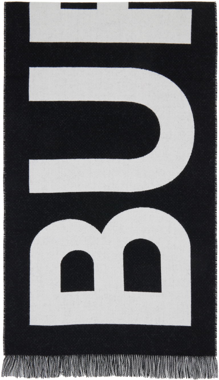 Šal Burberry Jacquard Logo Scarf Black & White Crna | 8054214