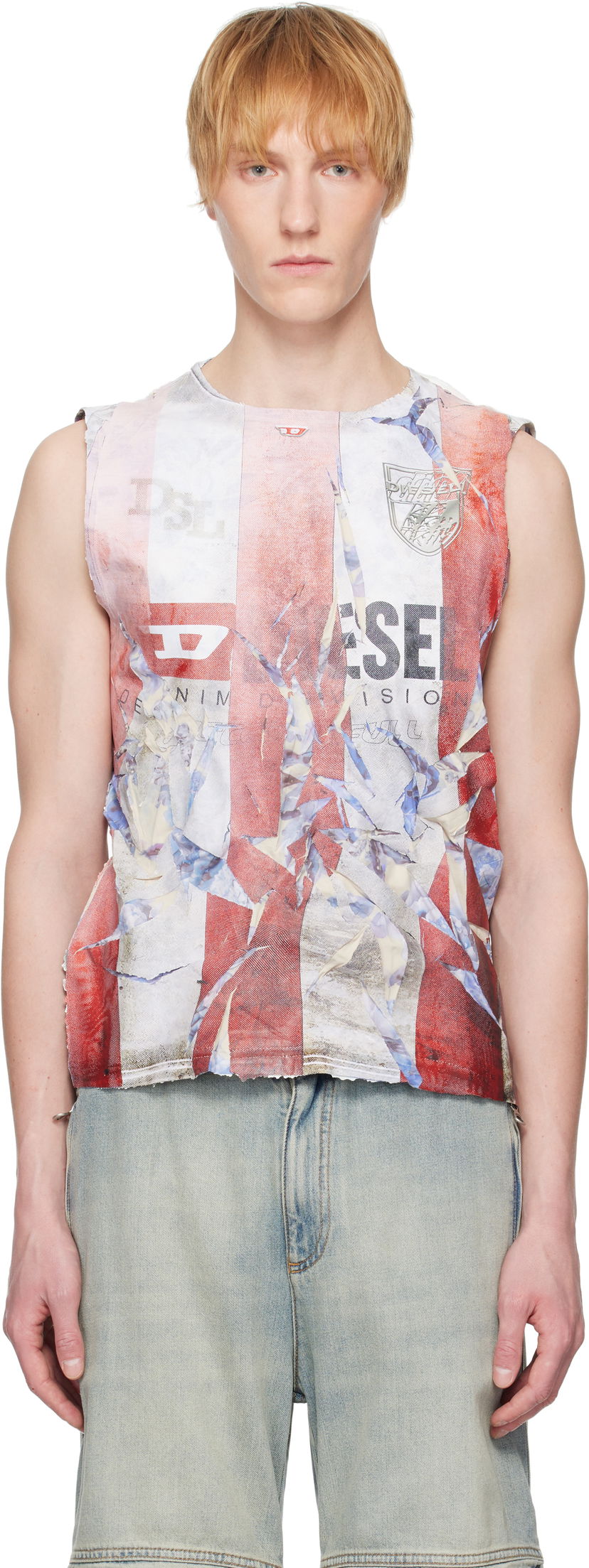 Majica bez rukava Diesel Diesel T-Per Stripe Tank Top Bijela | A18700-0SKBT-42AA