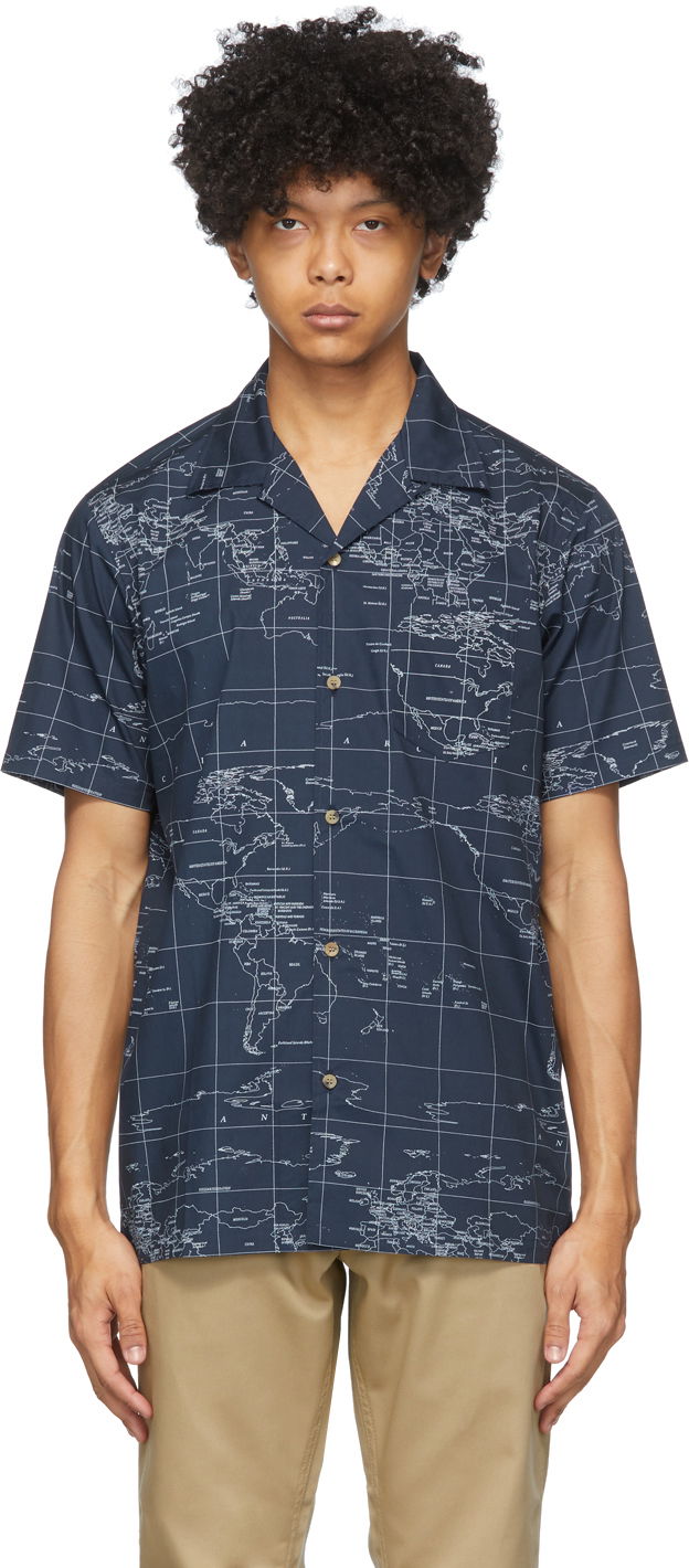 Košulja CLOT Clot Global Haze Print Shirt Tamnoplava | CLSH20SS20011