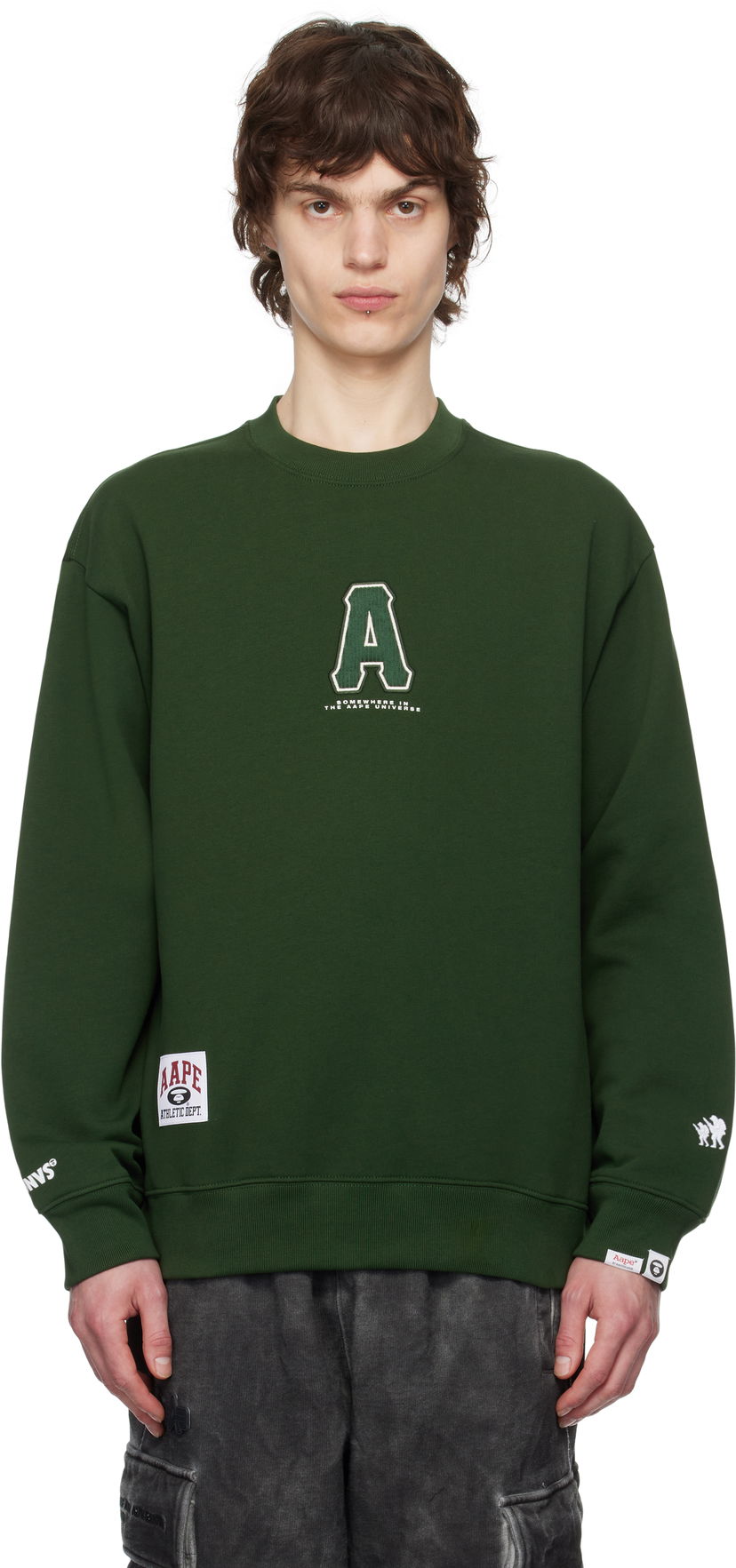 Dukserice AAPE by A Bathing Ape AAPE by A Bathing Ape Injection Crewneck Sweatshirt Zelena | AAPSWMC336XXNGRD