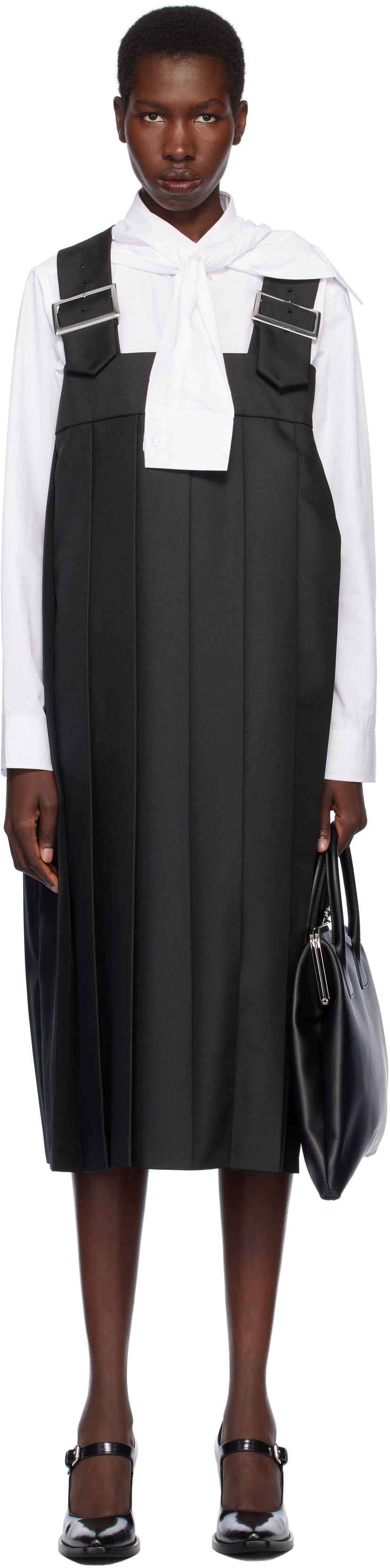 Haljina Comme des Garçons Comme des Garçons Gabardine Midi Dress Crna | RO-A005-051-1
