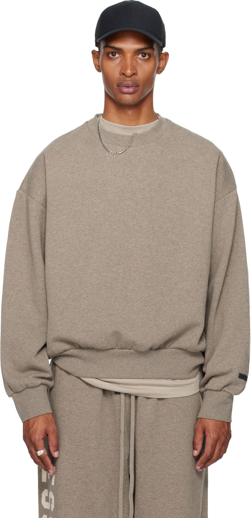 Dukserice Fear of God Fear of God ESSENTIALS Classic Fit Fleece Crewneck Sweatshirt Siva | 192SP252043F