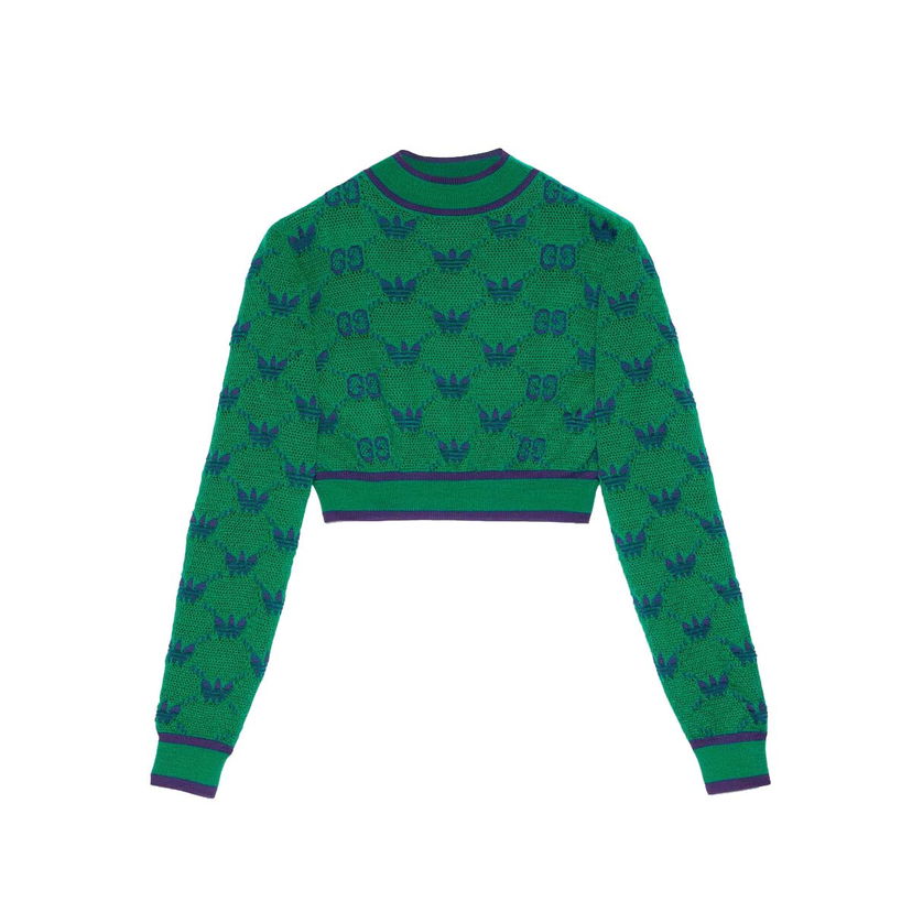 Džemper Gucci adidas x Wool Jacquard Sweater Green/Blue Zelena | 693829 XKCVF 3465