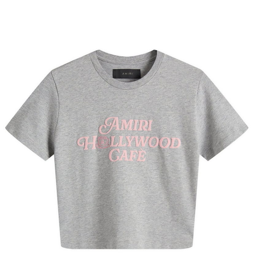 Crop top AMIRI Amiri Hollywood Cafe Baby T-Shirt Siva | AWJYTE1052