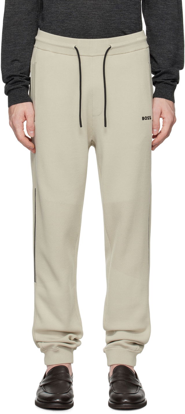 Trenirka BOSS Beige Logo-Emed Sweatpants Bež | 50523165