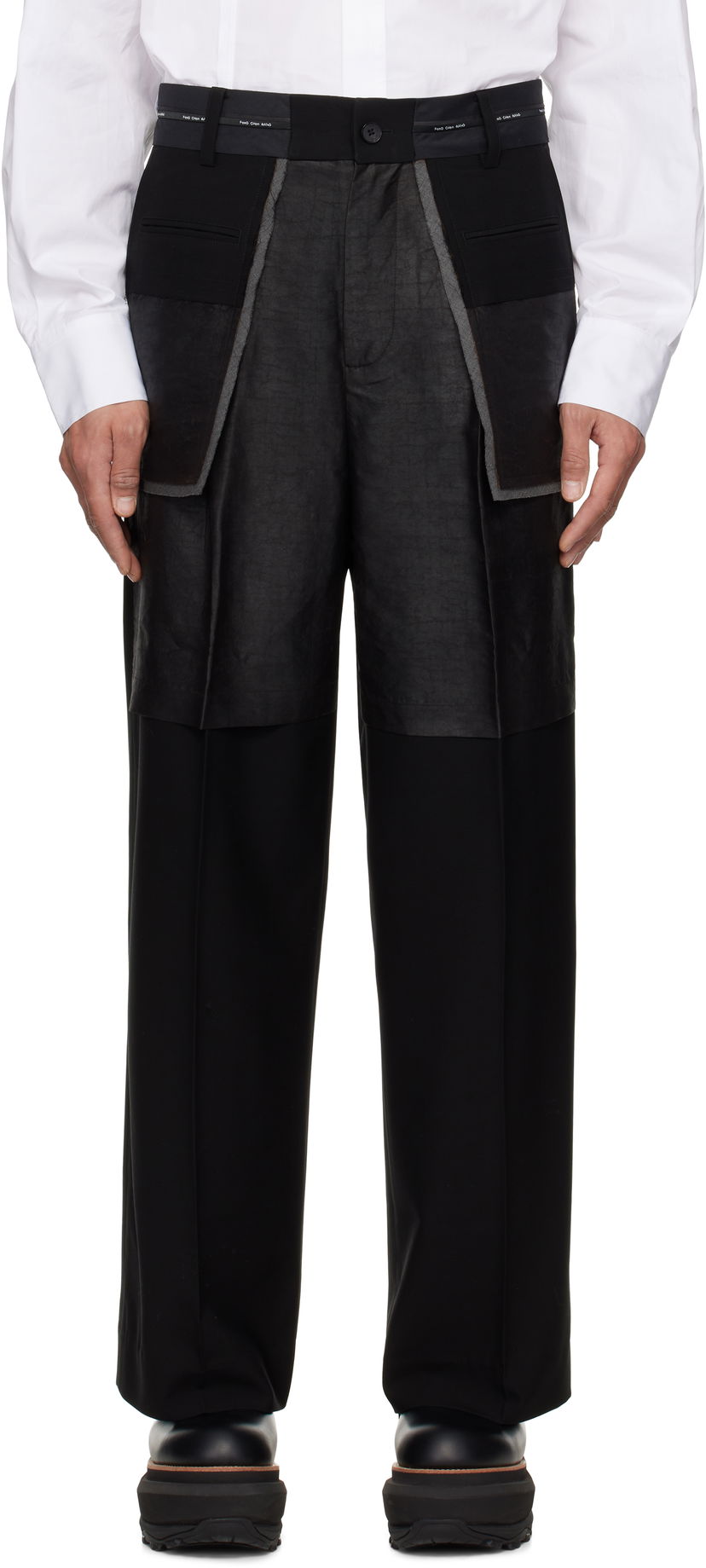 Hlače Feng Chen Wang Feng Chen Wang Deconstructed Patchwork Trousers Crna | FUS19TR05