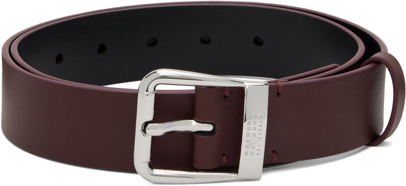 Pojasevi Maison Margiela MM6 Maison Margiela Leather Belt with Engraved Number Buckle Tamnocrvena | SA6TP0040 P8332