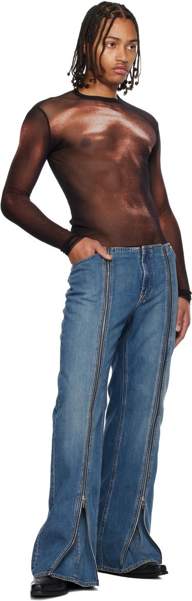 Majica kratkih rukava Jean Paul Gaultier 'The Bronze Body Dust' Sheer Mesh Long Sleeve Top Metalik | 25/04-W-TO366-M010P-0060, 4