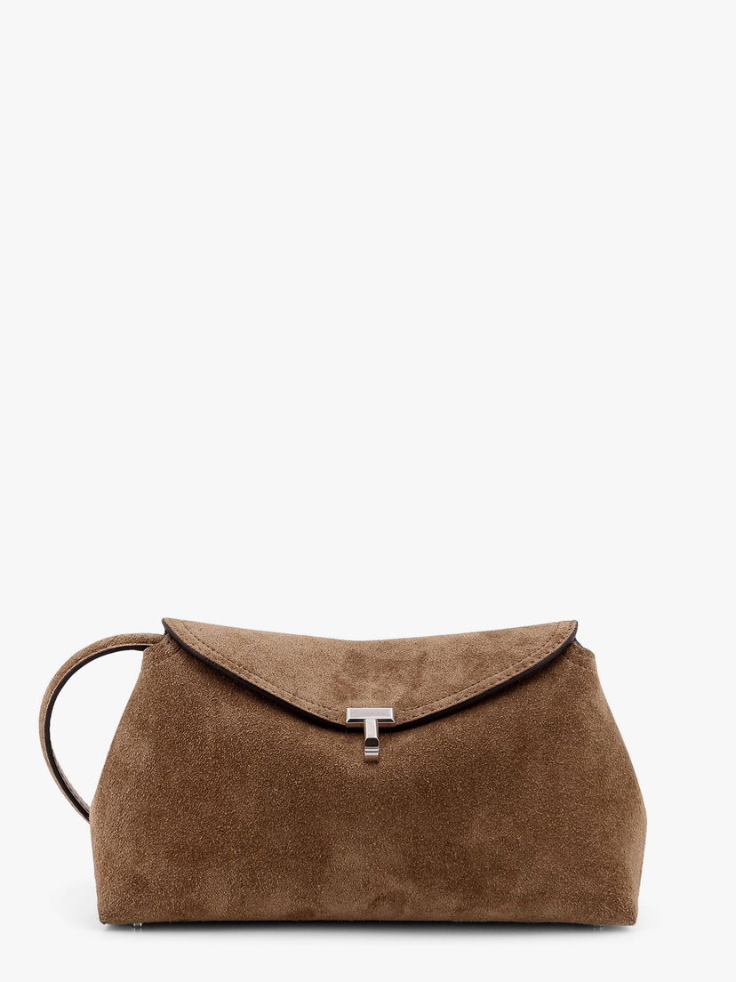 Ručna torbica TOTEME T-Lock Suede Clutch Bag Toteme Smeđa | 241WAL944LE0004104