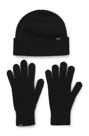 Kapica BOSS Knitted beanie hat and gloves gift set Crna | 50551225, 0