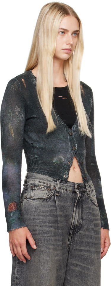 Džemper R13 R13 Cropped Distressed Cardigan Siva | R13WY041-Y157A, 1