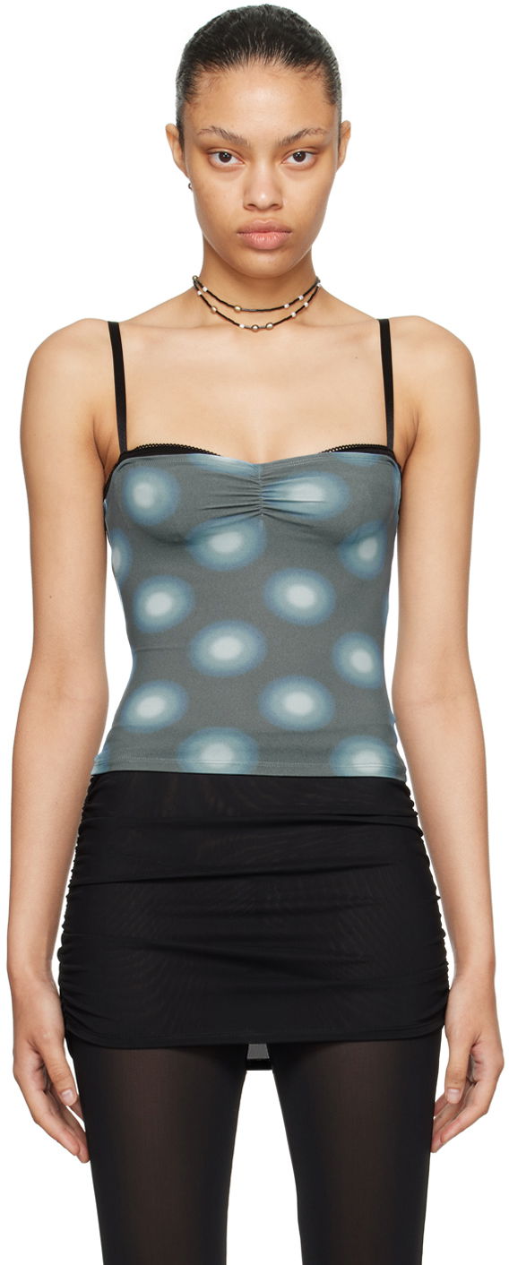 Majica bez rukava Miaou Miaou Enzo Print Camisole Plava | 7092TKGRB