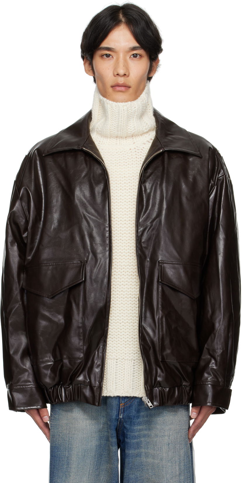 Jakna Maison Margiela MM6 Maison Margiela Sports Faux-Leather Jacket Smeđa | SH0AM0065 M35465