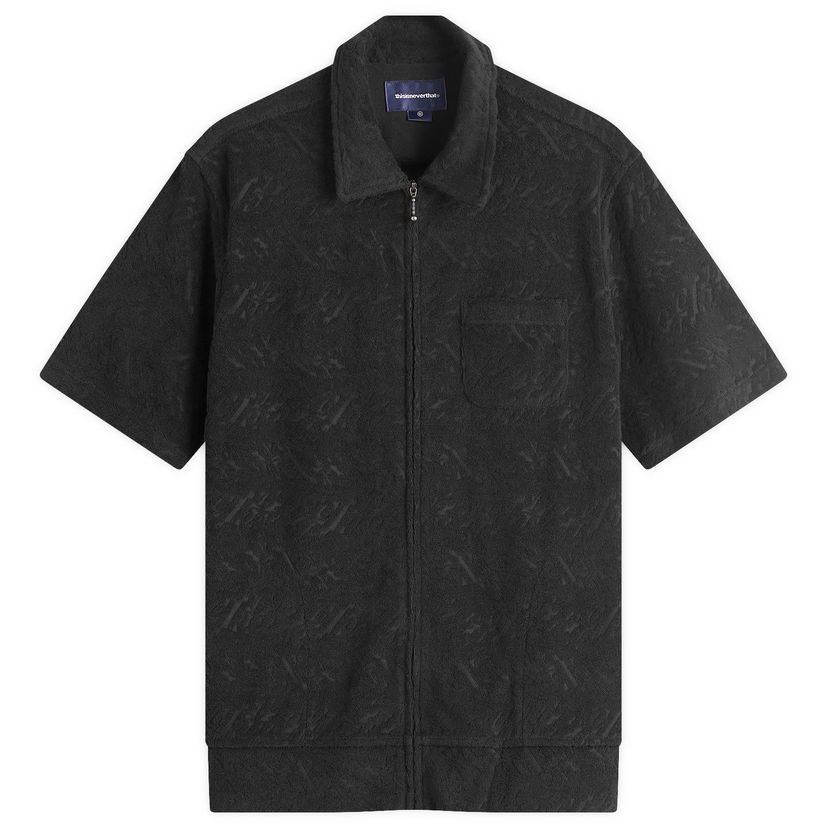Košulja thisisneverthat Thisisneverthat Terry Shortsleeve Zip Shirt Crna | TN251WSHTS03-BLK