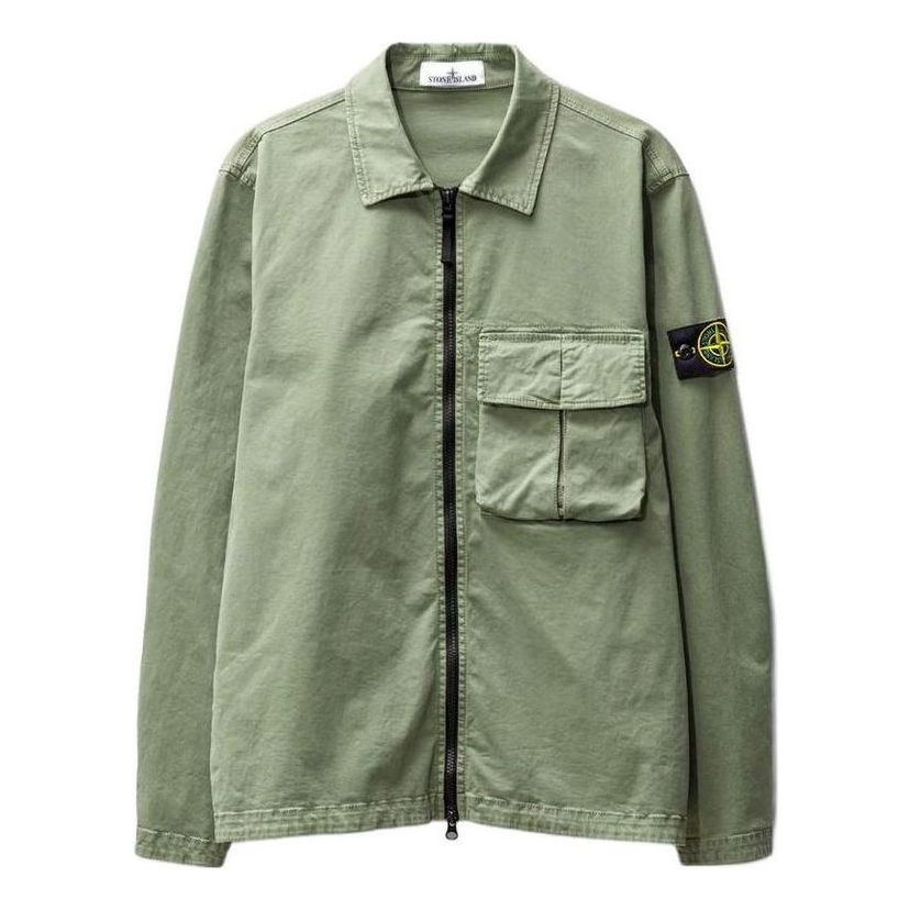 Košulja Stone Island Compass-Patch Zipped Shirt Jacket Zelena | 781510304-V0155