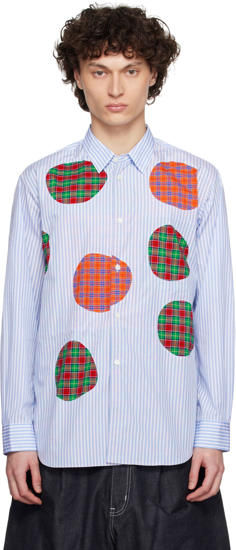 Košulja Comme des Garçons Comme des Garçons Stripe Poplin & Check Shirt Plava | FO-B013-S25