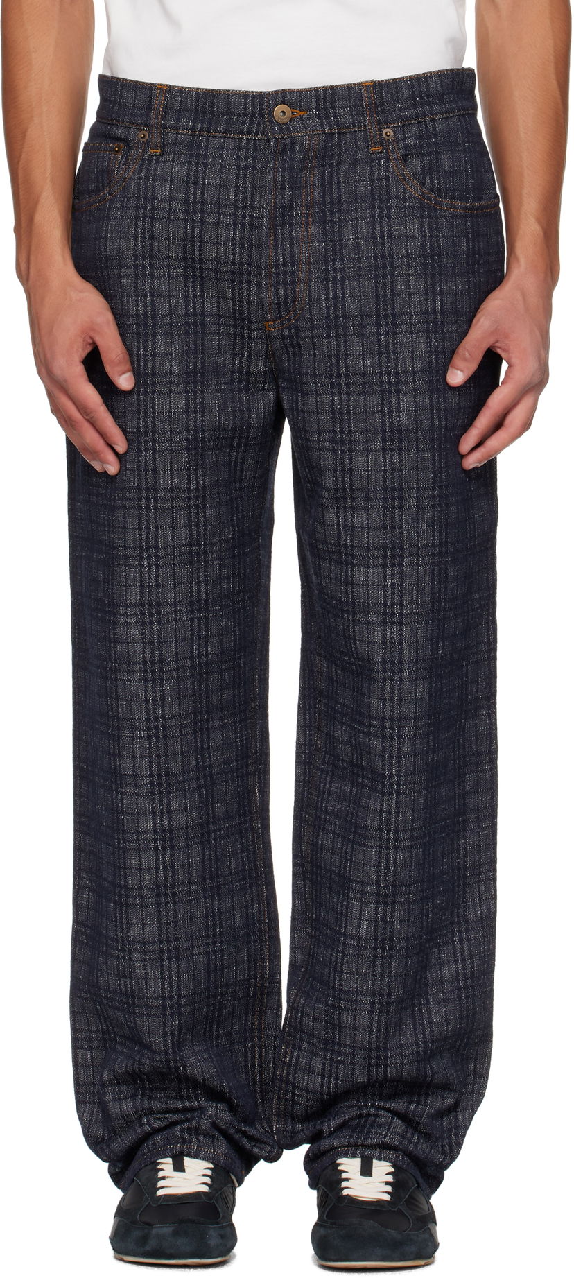 Jeans Burberry Burberry Loose Check Jeans Plava | 8110647