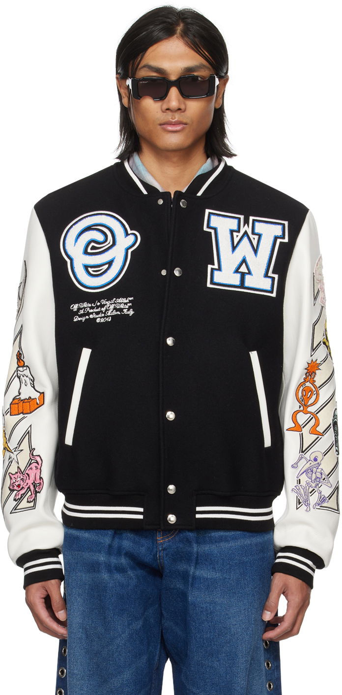 Bomber jakna Off-White Patch Bomber Jacket Crna | OMJA059G23LEA0011001
