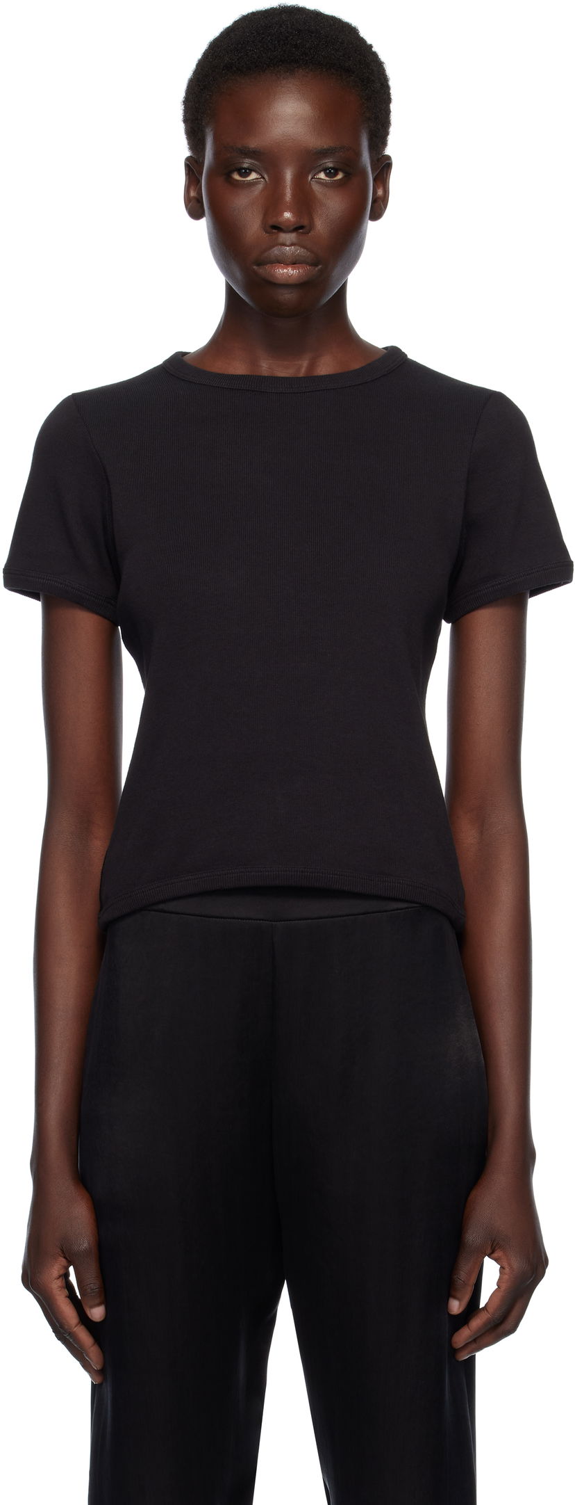 Majica kratkih rukava The Row The Row Torya Fitted Ribbed T-Shirt Crna | 9062-K660