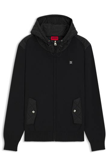 Jakna BOSS Regular-fit hooded jacket with quilted details Crna | 50547003