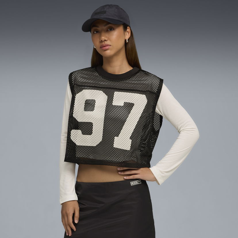 Crop top Puma ROSÉ Cropped Mesh Relaxed Fit T-Shirt Bijela | 633804_01