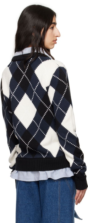 Džemper Charles Jeffrey Loverboy Charles Jeffrey LOVERBOY Argyle V-Neck Sweater Tamnoplava | 54091501, 2