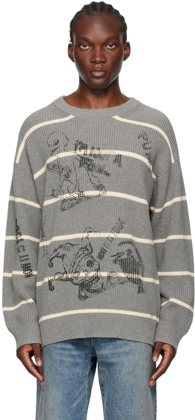 Džemper R13 R13 Striped Boyfriend Sweater Siva | R13MY231-Y148B
