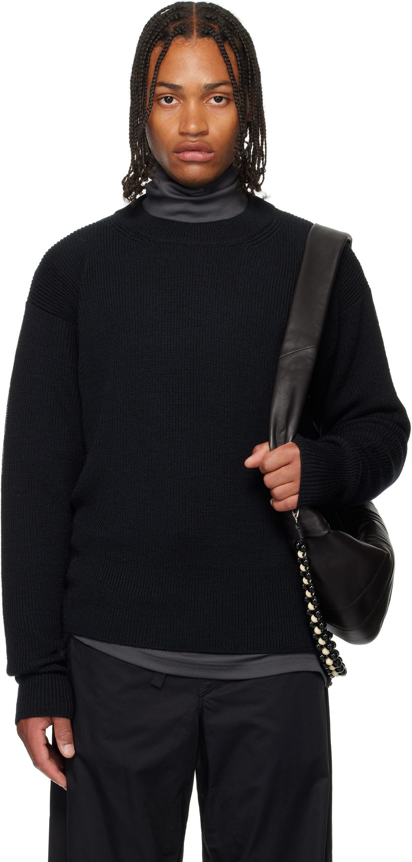 Džemper LEMAIRE LEMAIRE Boxy Round Neck Sweater Crna | TO1419 LK1042