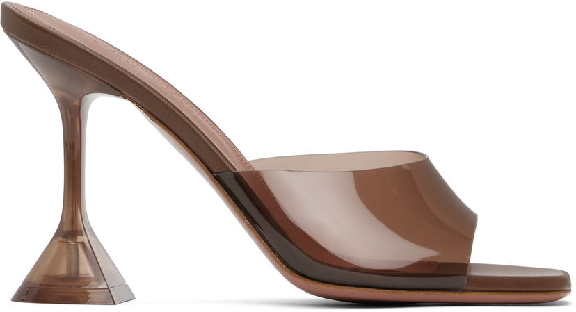 Dodaci Amina Muaddi Amina Muaddi Lupita Glass Slipper Heeled Sandals Smeđa | LUPITA GLASS SLIPPER