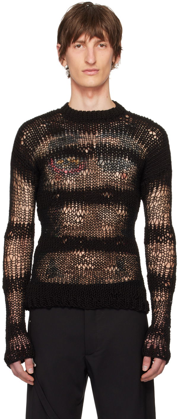 Džemper HELIOT EMIL Open Knit Sweater Crna | HE_M_07_039_BLK01