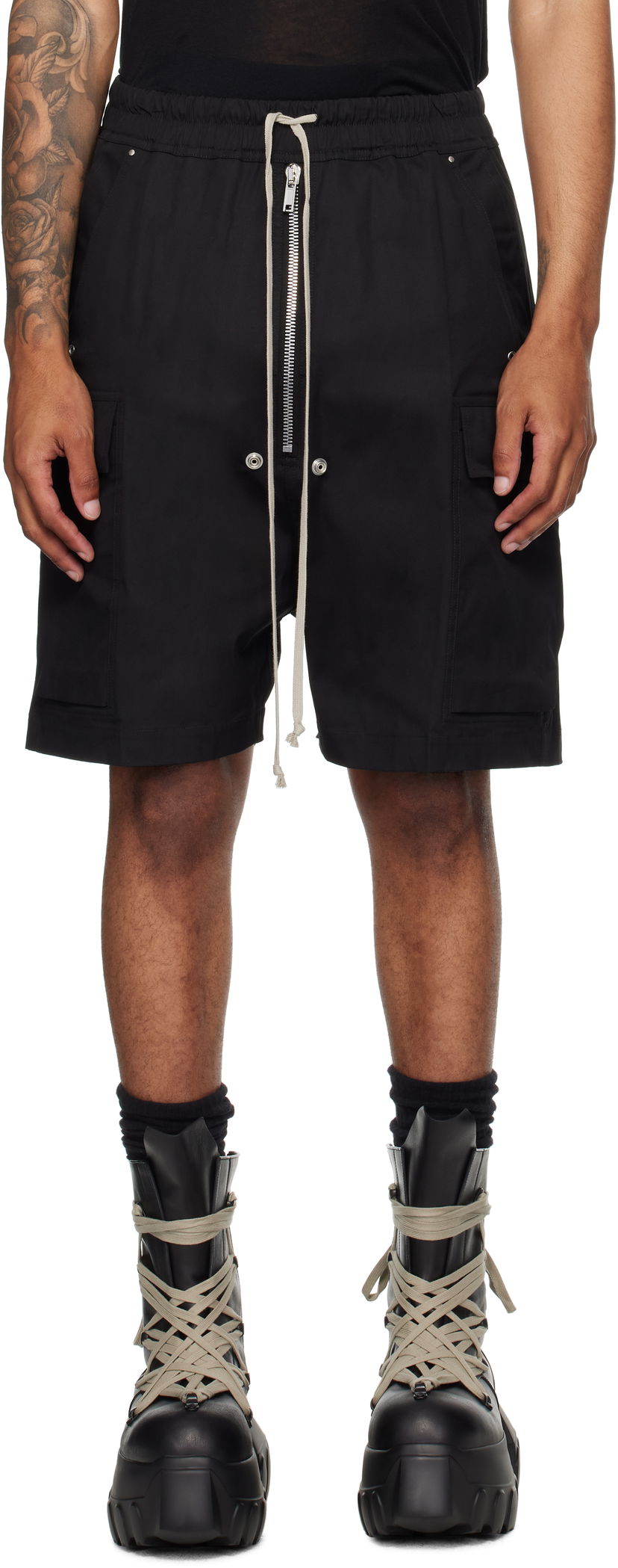Kratke hlače Rick Owens Rick Owens Concordians Cargobela Shorts Crna | RU02E1360 TE