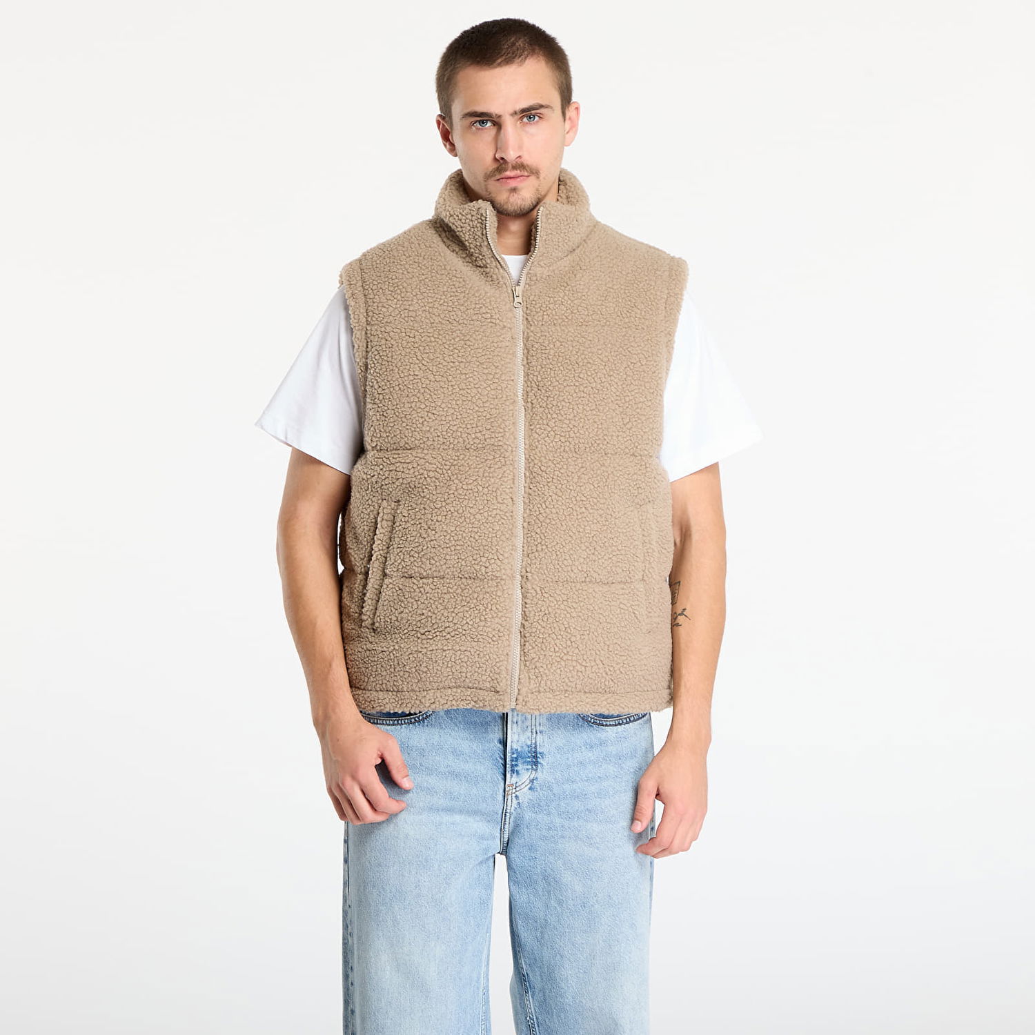Prsluk Urban Classics Basic Teddy Puffer Vest Bež | TB7939-01279, 0