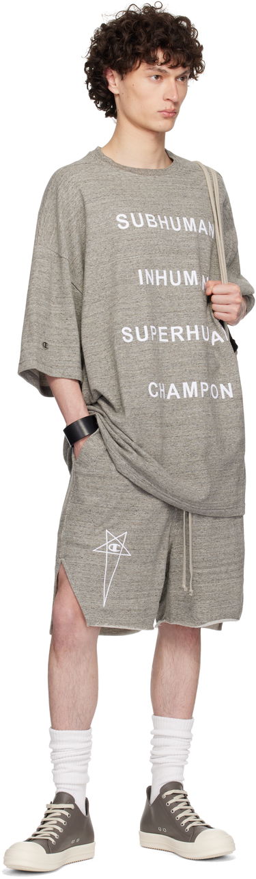 Majica kratkih rukava Rick Owens Rick Owens Champion Edition Tommy T-Shirt Siva | CM01E1674 CHMJ MELANGE JERSEY, 3