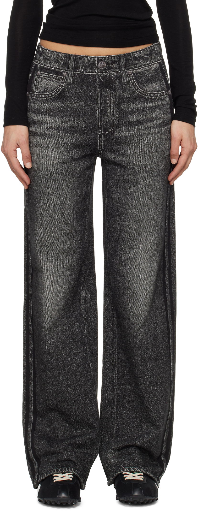 Jeans rag & bone Rag & Bone Miramar Terry Wide-Leg Track Pants Siva | WCW25S70018201