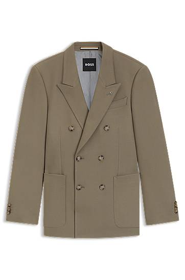 Jakna BOSS Relaxed-fit double-breasted blazer in stretch fabric Bež | 50551531