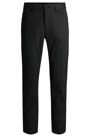 Hlače BOSS Maine Regular-Fit Anti-Wrinkle Mouliné Twill Trousers Crna | 50519767
