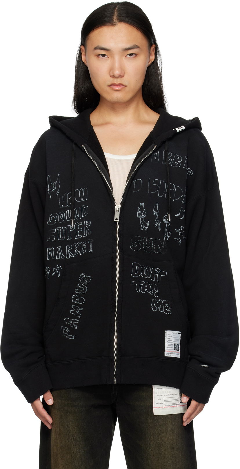 Dukserice Maison MIHARA YASUHIRO Drawstring Zip Hoodie Crna | J13PK721