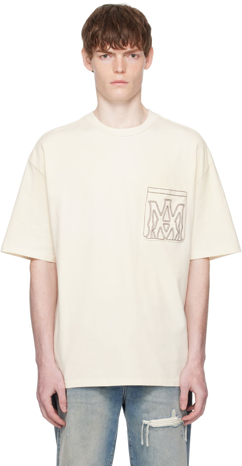 Majica kratkih rukava AMIRI AMIRI MA Outline Oversized T-Shirt Bež | AMJYTE1205