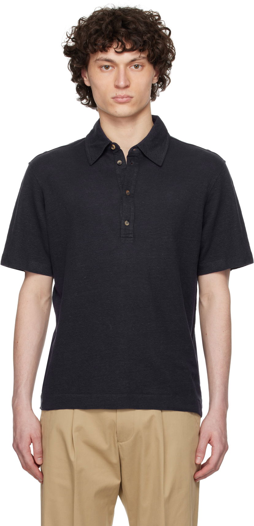 Polo majica Paul Smith Paul Smith Linen Piqué Polo Crna | M1R-446Z-P01764
