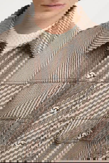 Jakna KENZO Kenzo Diagonal Stripe Slim Pleated Trucker Jacket Bež | FF65VE3029IO, 3