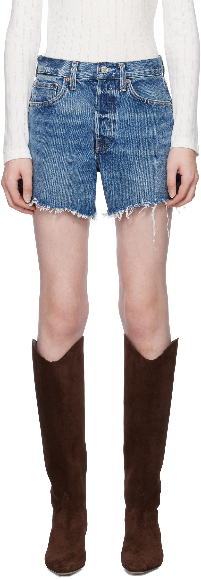 Kratke hlače AGOLDE Parker Long Denim Shorts Plava | A9010-1206