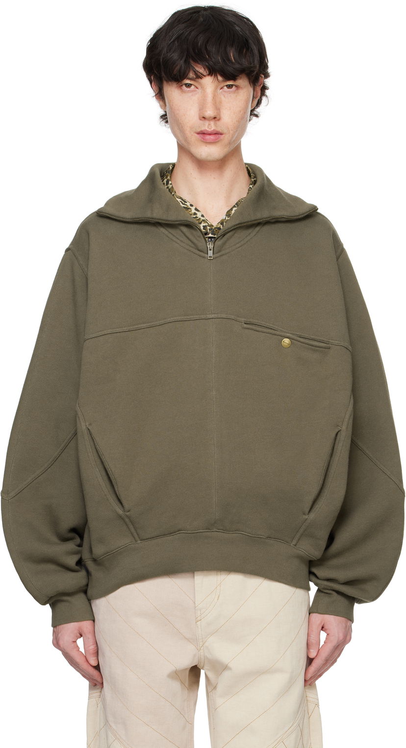 Džemper ISABEL MARANT Isabel Marant Wilfrid Half-Zip Sweatshirt Zelena | SW0139HA-B4M01H