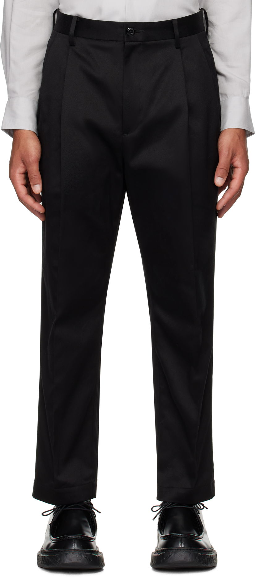 Hlače WACKO MARIA Double Pleated Chino Trousers Crna | 24FW-WMP-PT02