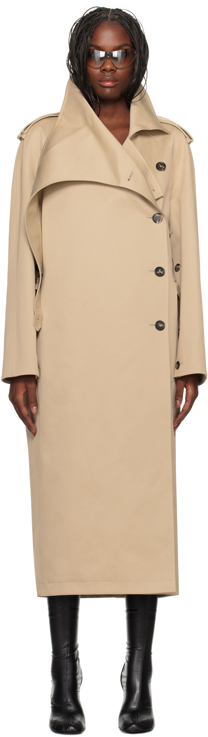 Trenčkot Courrèges Courrèges Long Oblique Trench Coat Bež | 424CMA178CO0131