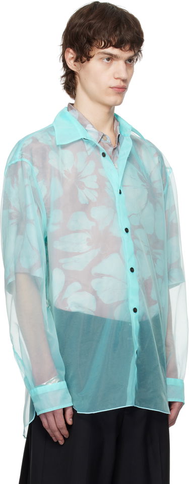Košulja Dries Van Noten Dries Van Noten Organza Floral-Print Shirt Tirkiz | 251-020732-1501, 1