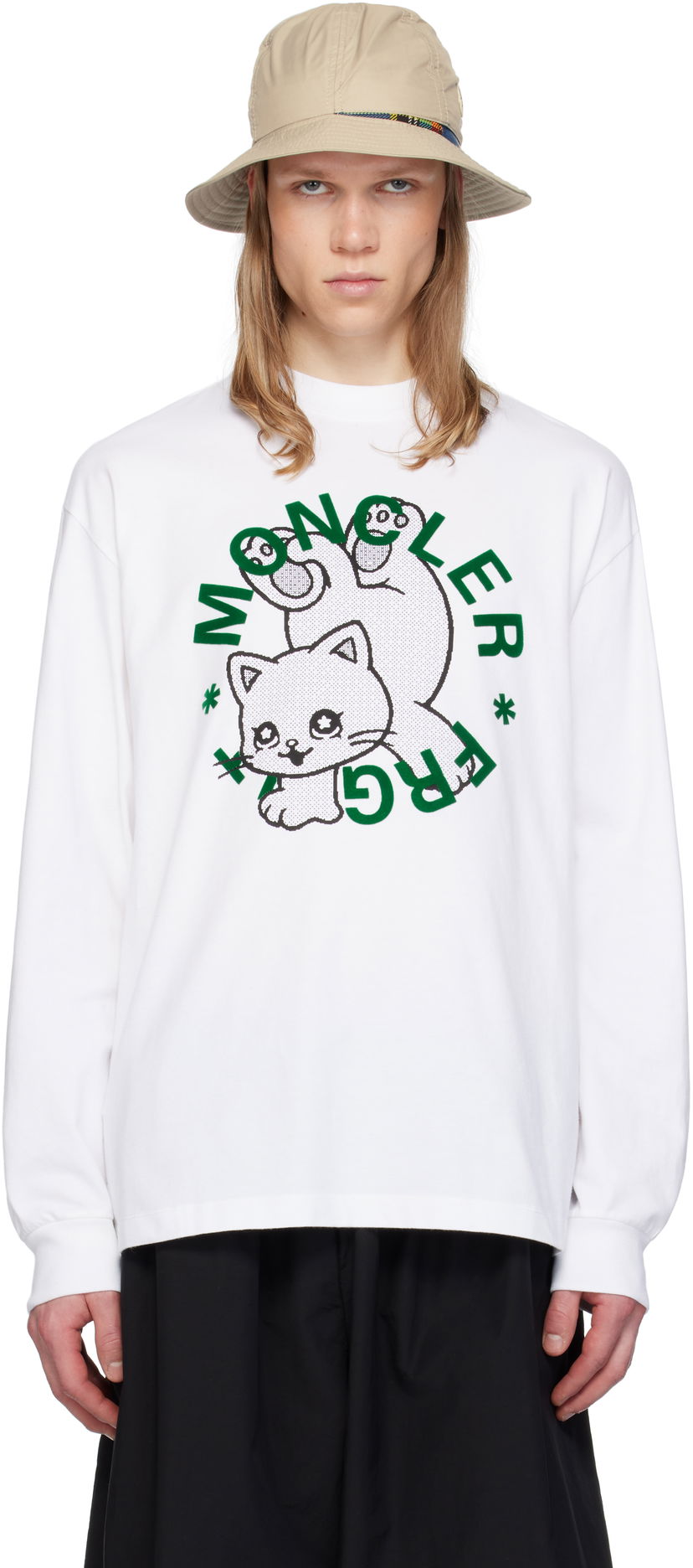 Džemper Moncler Moncler Genius x FRGMT Hiroshi Fujiwara Cartoon Logo Long Sleeve T-Shirt Bijela | K109U8D00001M3265