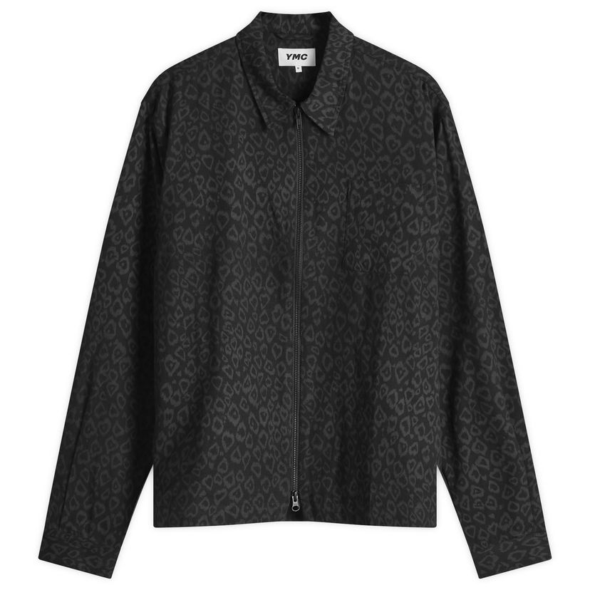 Košulja YMC Bowie Zip-Up Leopard Print Jacket Crna | P5XMK-01