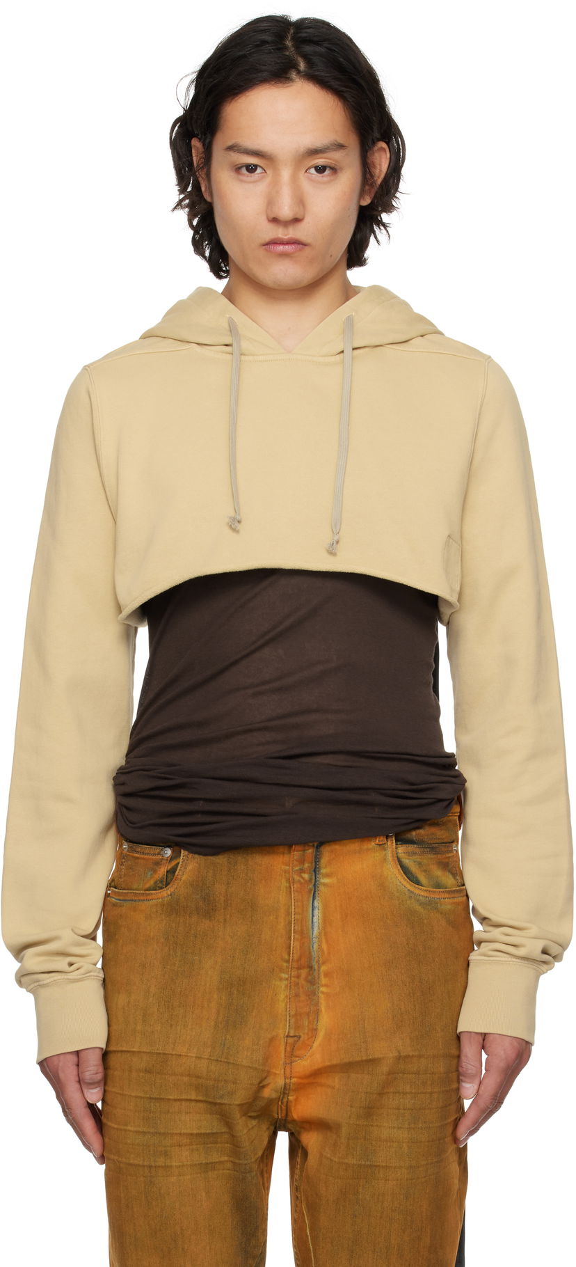 Dukserice Rick Owens Rick Owens DRKSHDW Hollywood Cropped Hoodie Bež | DU01E3257 FP